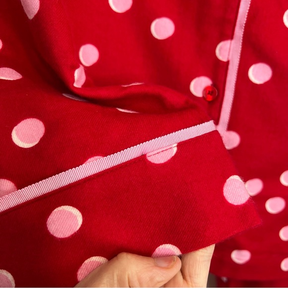 Kate Spade 3 Piece Flannel Red & Pink Polka Dot Pajama Set. Size Large. NWT. - Picture 8 of 14